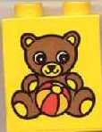Duplo, Brick 1 x 2 x 2 with Teddy Bear and Ball Pattern