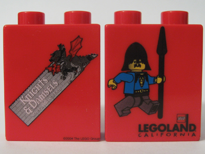 Duplo, Brick 1 x 2 x 2 with Knights and Damsels 2004 Pattern