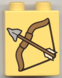 Duplo, Brick 1 x 2 x 2 with Bow and Arrow Pattern