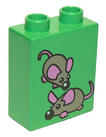 Duplo, Brick 1 x 2 x 2 with Two Mice Pattern