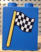Duplo, Brick 1 x 2 x 2 with Checkered Flag Pattern