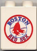 Duplo, Brick 1 x 2 x 2 with Boston Red Sox Logo Pattern with Plain Back