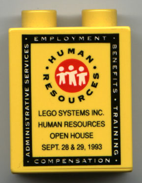Duplo, Brick 1 x 2 x 2 with LEGO Human Resources Open House 1993 Pattern