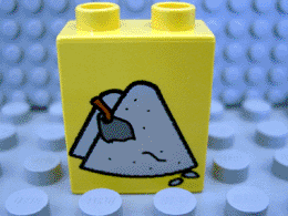 Duplo, Brick 1 x 2 x 2 with Cement Heaps and Trowel Pattern