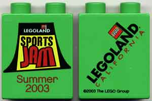 Duplo, Brick 1 x 2 x 2 with Sports Jam Summer 2003 Pattern