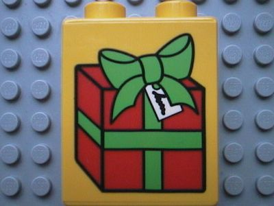 Duplo, Brick 1 x 2 x 2 with Present / Gift Box Pattern