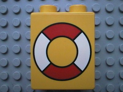 Duplo, Brick 1 x 2 x 2 with Life Preserver Pattern