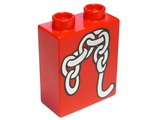Duplo, Brick 1 x 2 x 2 with Chains and Hook Pattern