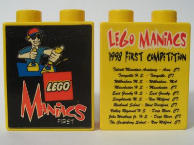 Duplo, Brick 1 x 2 x 2 with LEGO Maniacs 1998 First Competition Pattern