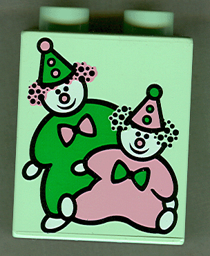 Duplo, Brick 1 x 2 x 2 with Two Clowns Pattern