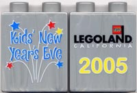 Duplo, Brick 1 x 2 x 2 with Kids' New Year's Eve 2005 Pattern
