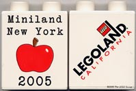 Duplo, Brick 1 x 2 x 2 with Miniland New York 2005 Pattern
