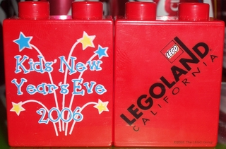Duplo, Brick 1 x 2 x 2 with Kids' New Year's Eve 2006 Pattern