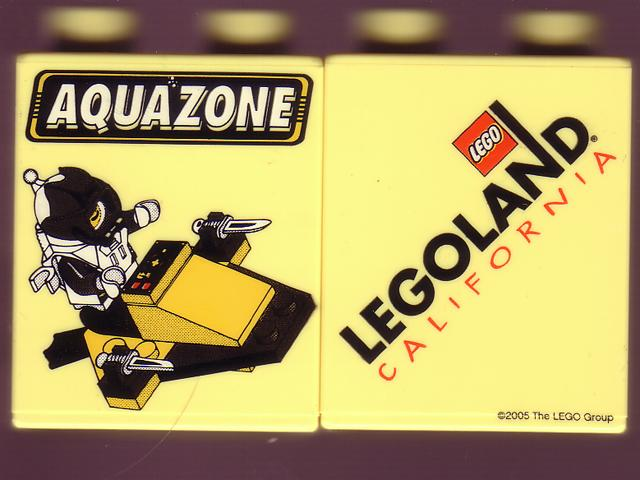 Duplo, Brick 1 x 2 x 2 with Aquazone Wave Racers Pattern