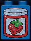 Duplo, Brick 1 x 2 x 2 with Strawberry Jam Jar with Lid Pattern