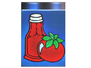Duplo, Brick 1 x 2 x 2 with Ketchup Bottle and Tomato Pattern