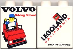 Duplo, Brick 1 x 2 x 2 with Volvo Driving School Pattern
