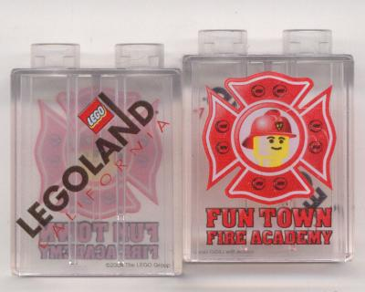 Duplo, Brick 1 x 2 x 2 with Fun Town Fire Academy Pattern