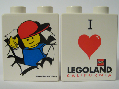 Duplo, Brick 1 x 2 x 2 with I Love LEGOLAND Pattern