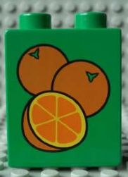 Duplo, Brick 1 x 2 x 2 with 3 Oranges Pattern