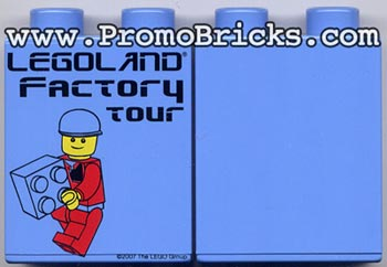 Duplo, Brick 1 x 2 x 2 with LEGOLAND Factory Tour with Minifigure Holding Brick Pattern