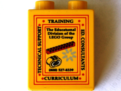 Duplo, Brick 1 x 2 x 2 with The Educational Division of the LEGO Group Pattern