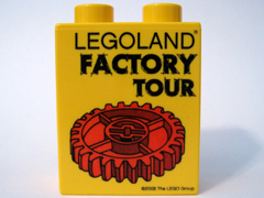 Duplo, Brick 1 x 2 x 2 with LEGOLAND Factory Tour with Red Gear Pattern