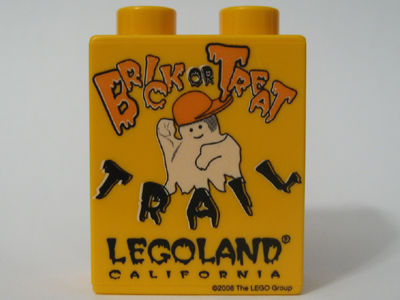 Duplo, Brick 1 x 2 x 2 with Halloween 2008 Brick or Treat Trail Pattern