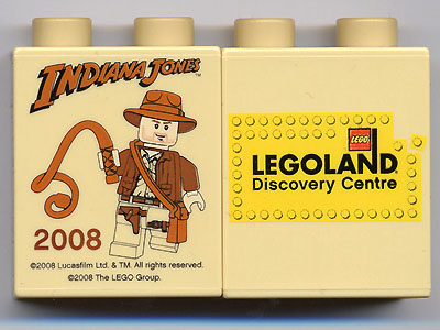 Duplo, Brick 1 x 2 x 2 with Indiana Jones LEGOLAND Discovery Centre Pattern