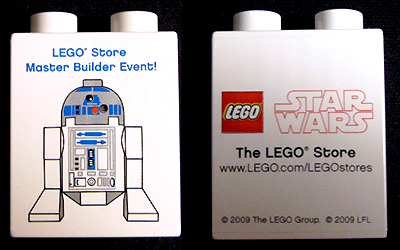 Duplo, Brick 1 x 2 x 2 with LEGO Store Master Builder Event Star Wars R2-D2 2009 Pattern