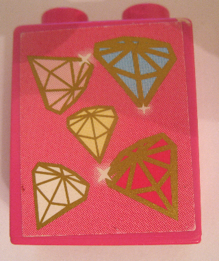 Duplo, Brick 1 x 2 x 2 with Jewels Pattern (Sticker) - Set 4820