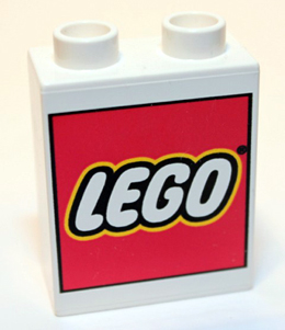 Duplo, Brick 1 x 2 x 2 with LEGO Logo Large Pattern