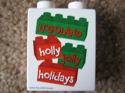 Duplo, Brick 1 x 2 x 2 with LEGOLAND holly jolly holidays Pattern