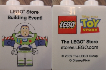 Duplo, Brick 1 x 2 x 2 with LEGO Store Building Event Toy Story Buzz Lightyear 2009 Pattern