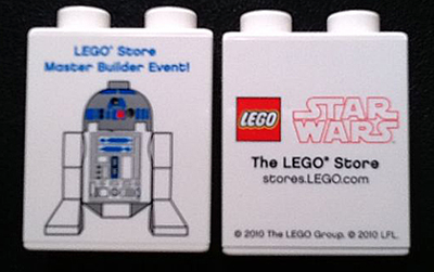 Duplo, Brick 1 x 2 x 2 with LEGO Store Master Builder Event Star Wars R2-D2 2010 Pattern