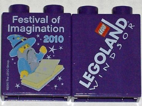 Duplo, Brick 1 x 2 x 2 with Festival of Imagination 2010 LEGOLAND Windsor Pattern