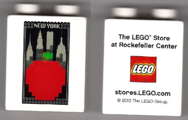 Duplo, Brick 1 x 2 x 2 with the LEGO Store New York Rockefeller Center Grand Opening Big Apple Pattern