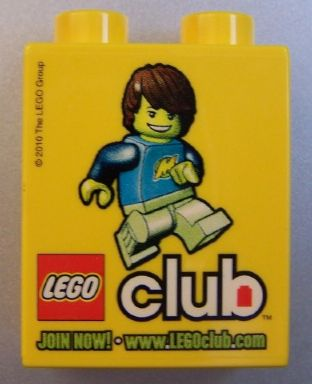 Duplo, Brick 1 x 2 x 2 with LEGO Club Join Now! Pattern (US issue)