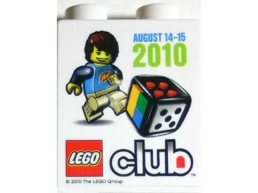 Duplo, Brick 1 x 2 x 2 with LEGO Club August 14-15 2010 Pattern