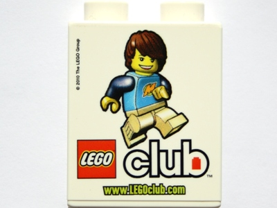 Duplo, Brick 1 x 2 x 2 with LEGO Club www.LEGOclub.com Pattern (European Exclusive)