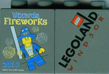 Duplo, Brick 1 x 2 x 2 with Wizards Fireworks 2010 LEGOLAND Windsor Pattern