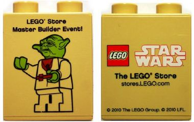 Duplo, Brick 1 x 2 x 2 with LEGO Store Master Builder Event Star Wars Yoda Pattern 2010