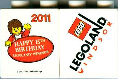 Duplo, Brick 1 x 2 x 2 with Happy 15th Birthday 2011 LegoLand Windsor Pattern