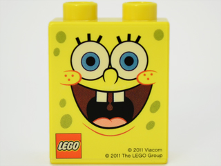 Duplo, Brick 1 x 2 x 2 with LEGO Store Master Builder Event SpongeBob 2011 Pattern