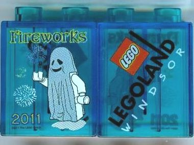 Duplo, Brick 1 x 2 x 2 with Fireworks and Ghost 2011 LEGOLAND Windsor Pattern