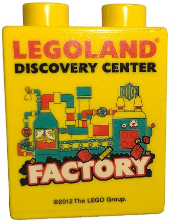 Duplo, Brick 1 x 2 x 2 with LEGOLAND Discovery Center Factory 2012 Pattern 1