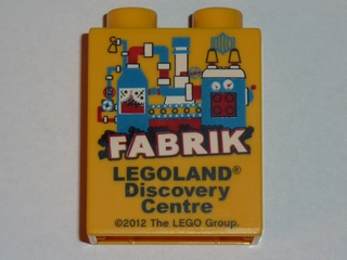Duplo, Brick 1 x 2 x 2 with LEGOLAND Discovery Centre Fabrik 2012 Pattern 1