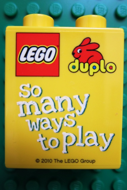 Duplo, Brick 1 x 2 x 2 with LEGO Duplo 'so many ways to play' Pattern