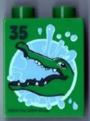 Duplo, Brick 1 x 2 x 2 with Crocodile and 35 Visit LEGOLAND Windsor Pattern