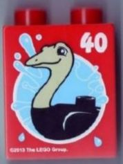 Duplo, Brick 1 x 2 x 2 with Ostrich and 40 Visit LEGOLAND Windsor Pattern
